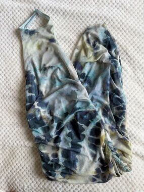 Zara Watercolor Blue Multi Halter Dress